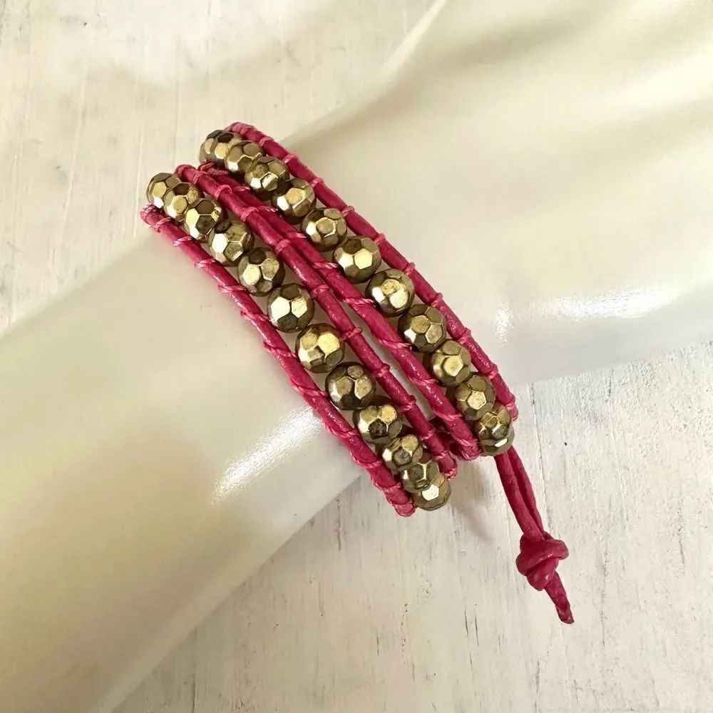 Pink gold tone wrap bracelet
